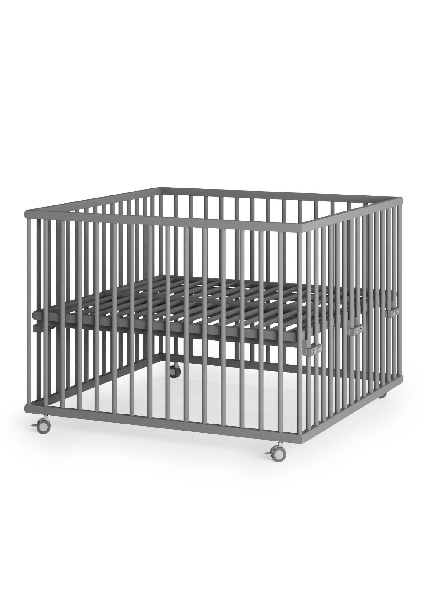 LAUFGITTER 100x100 cm mit Lattenrost und Schlupfsprossen - grau - Premium Kollektion - Grau, Holz (100/74/100cm) - Sämann – make a difference.