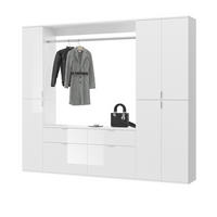 GARDEROBENSCHRANK weiß Hochglanz 212 cm, 21 Fächer, Schuhschrank - Chromfarben/Weiß Hochglanz, Holzwerkstoff/Metall (212/193/34cm) - Inn.Furn