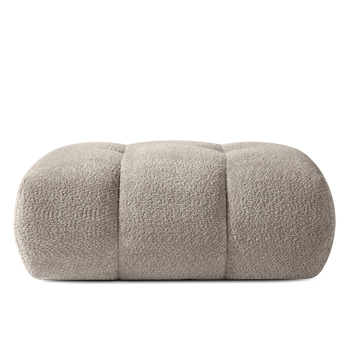 POUF LIRA, Grau, Bouclé - Grau, Holz/Holzwerkstoff (96/43/50cm) - KONSIMO®