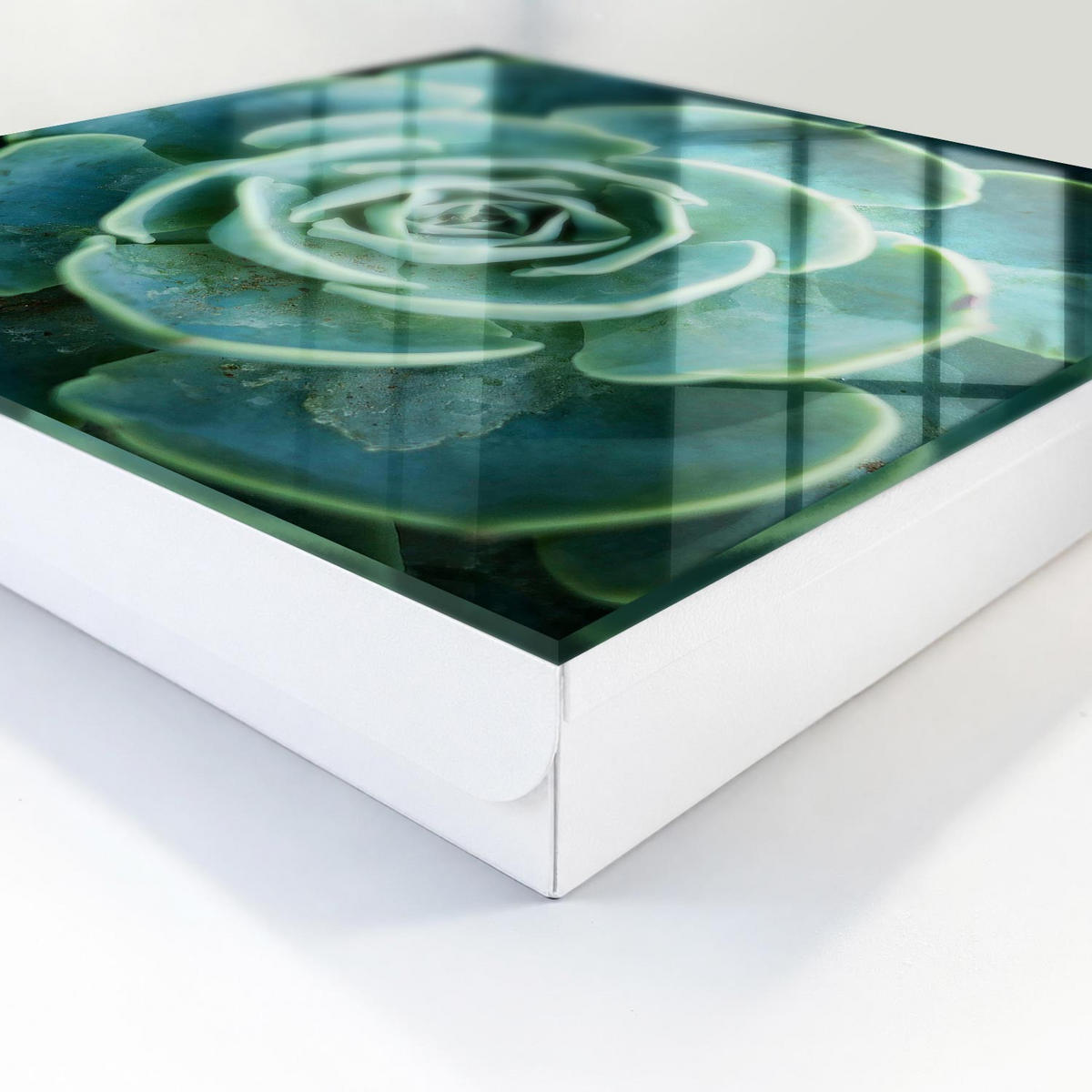 SCHLÜSSELBOX Weiß 30x30 cm – Türöffnung nach rechts - Grüne Rosette - Grün, Metall (30/30/5cm) - TULUP