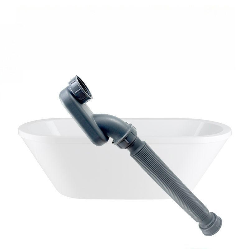 BADEWANNEN-ABLAUFSCHLAUCH – (28–74 cm) Geruchshemmende Ausführung - Grau, Kunststoff (30/7/12cm)