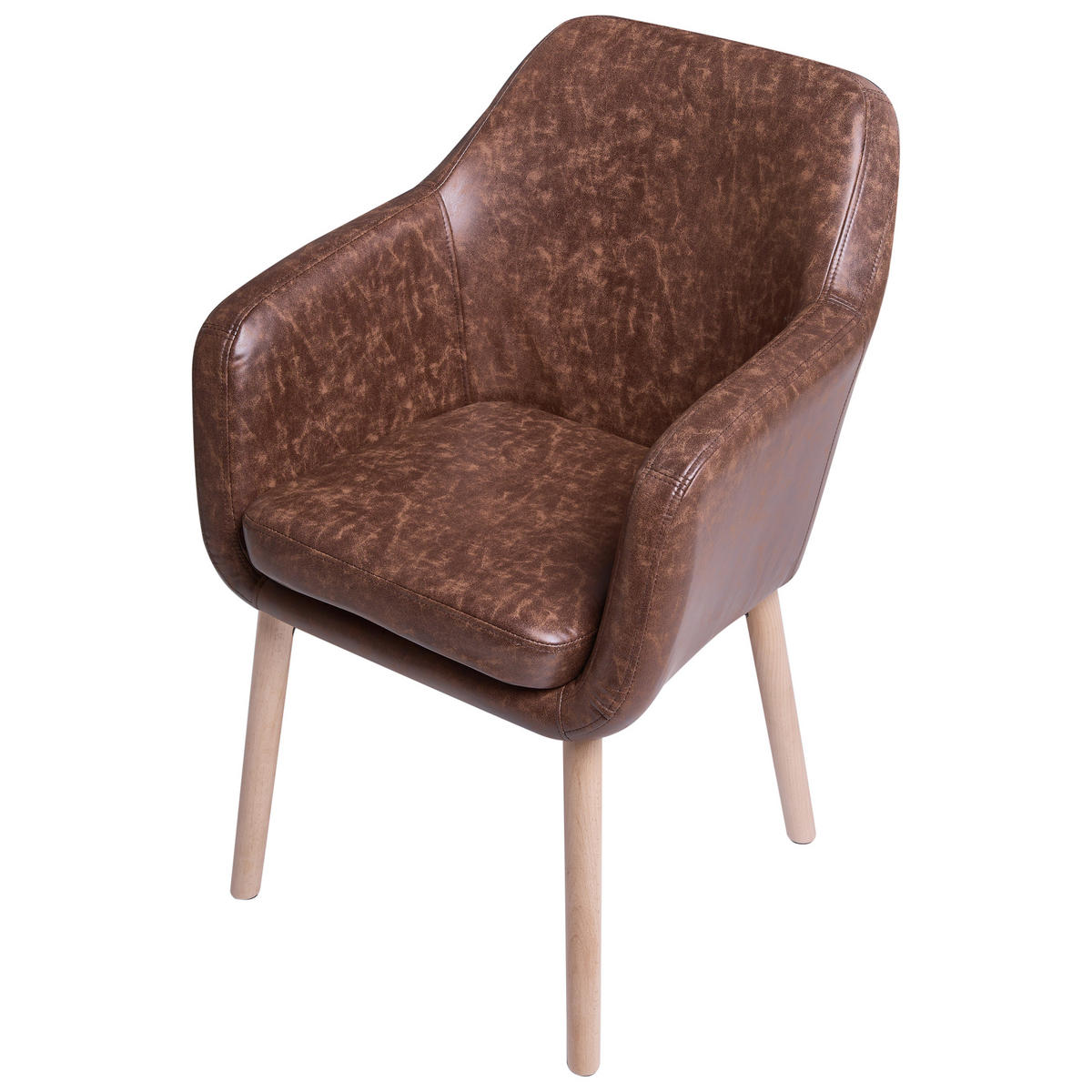 ESSZIMMERSTUHL Kunstleder Dunkelbraun Yorkville - Braun, Holz/Kunststoff (56/82/46cm) - Beliani