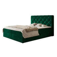 BOXBETT BOSTON mit 2 Bettkästen, 140x200, Farbe: Dunkelgrün, Velourstoff, Doppelbett mit Bonell-Matratze - Dunkelgrün, Holz/Kunststoff (140/200cm) - Alpi-Möbel