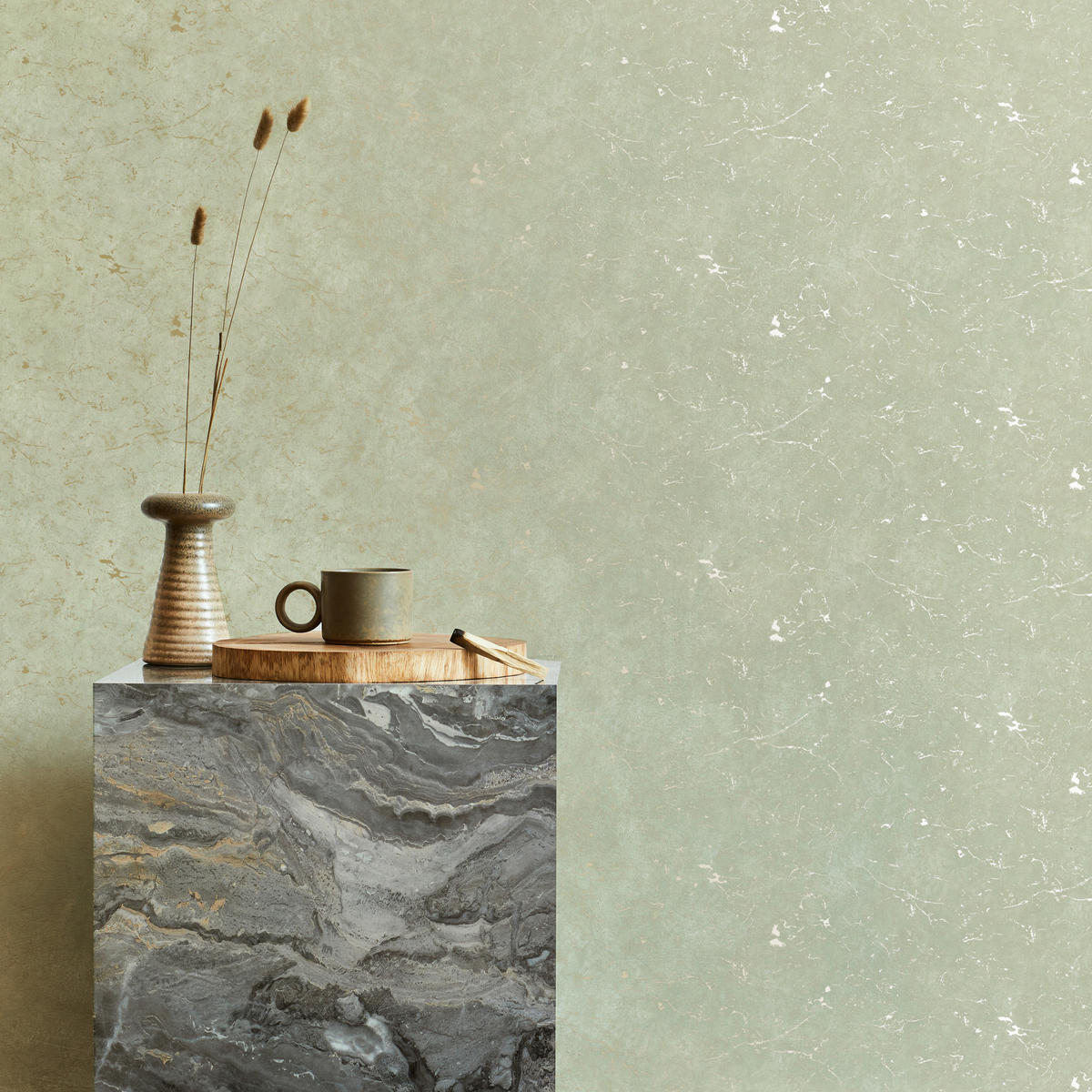 VLIESTAPETE Gips - Grün, Papier/Kunststoff (52/1000cm) - Easy Decor