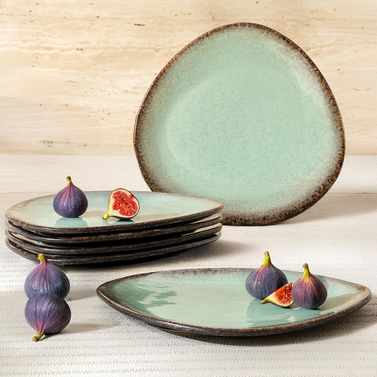 SPEISETELLER PRIMA 6-tlg, Salbeigrün - Salbeigrün, Keramik (28/30/2cm) - KONSIMO®