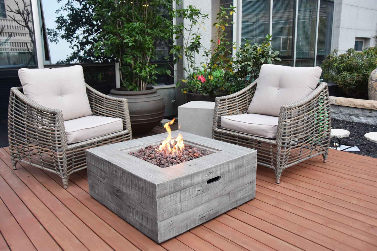 FEUERSTELLE Wilton in Holz-Optik grau aus Faserbeton - Grau, Stein (87/36/87cm) - Elementi