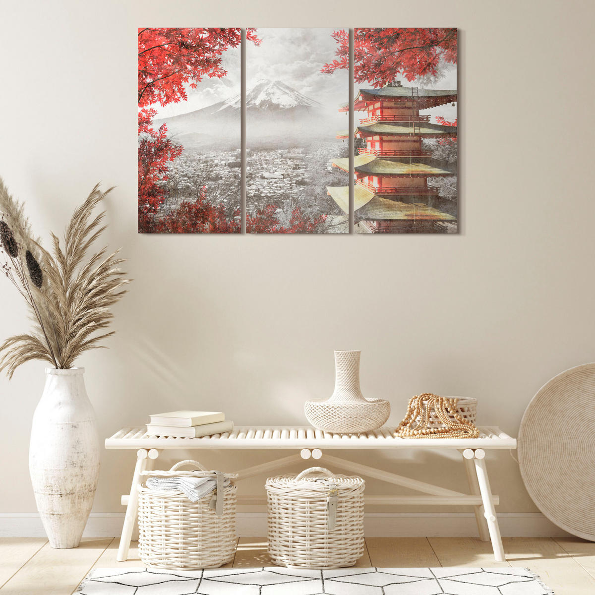 LEINWANDBILD Japanische 3-tlg. 90x60 cm - Multicolor, Holz (90/60cm) - LUMASOUL