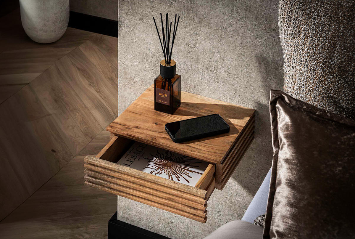 NACHTTISCH FIRU 2ER SET Holz Akazie - Braun, Holz (30/80/25cm) - KAWOLA