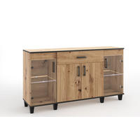 KOMMODE CORTEZA 160/90/40cm mit 1 Schubladen 4 Türen Eiche Artisan - Eiche Artisan, Holzwerkstoff (160/90/40cm) - MASSENO