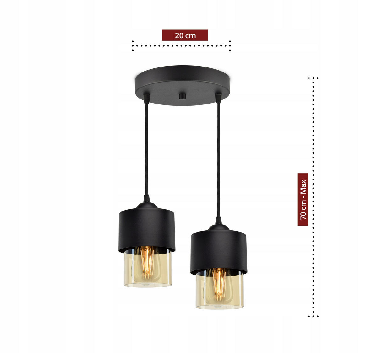 PENDELLEUCHTE Hege - Transparent/Schwarz, Glas/Metall (25/25/70cm) - kiki design
