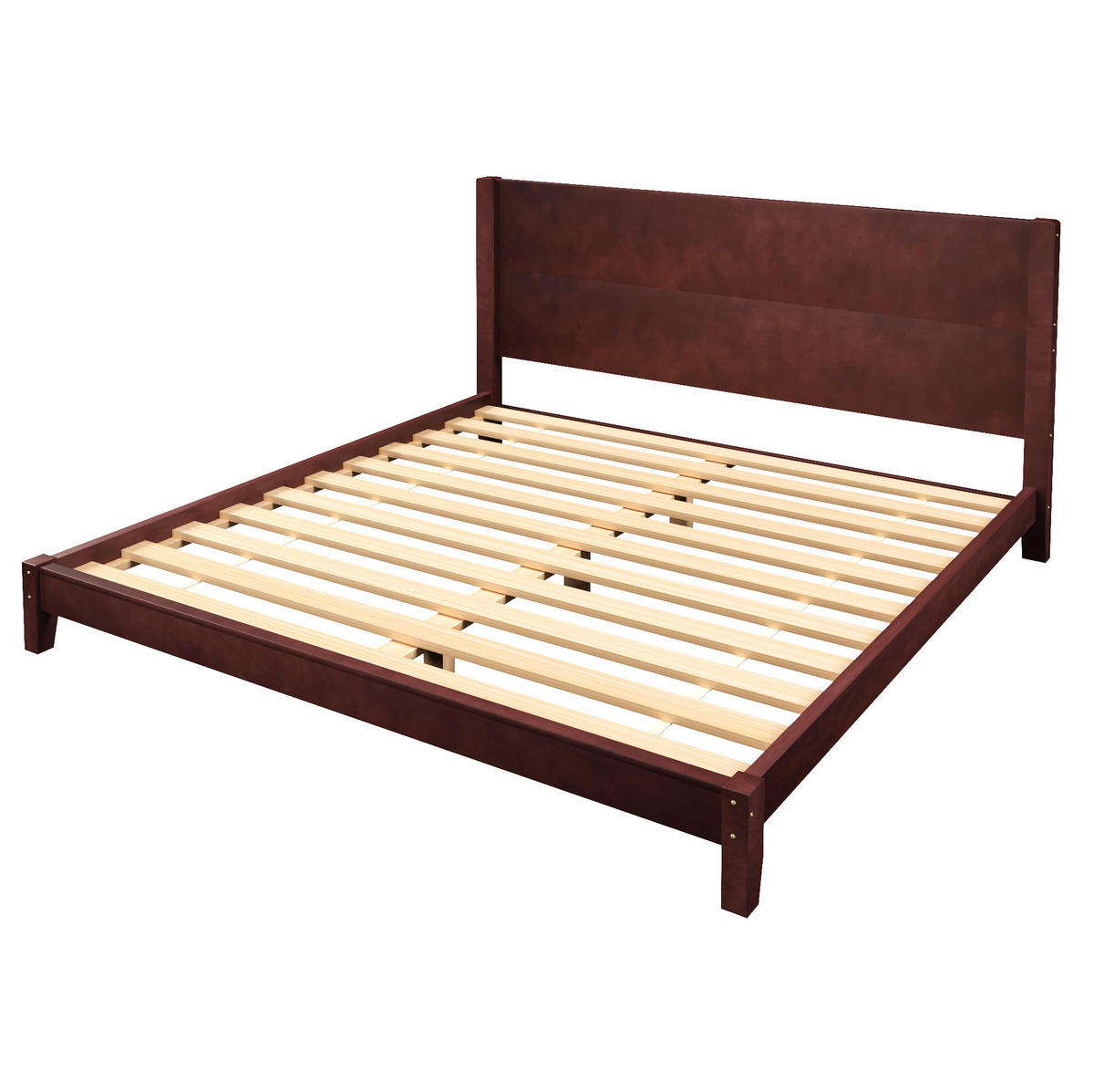 POSTEĽ 180/200 cm hnedá s čelom a lamelovým roštom z MDF a preglejky - hnedá, kompozitné drevo (180/200cm) - OKWISH