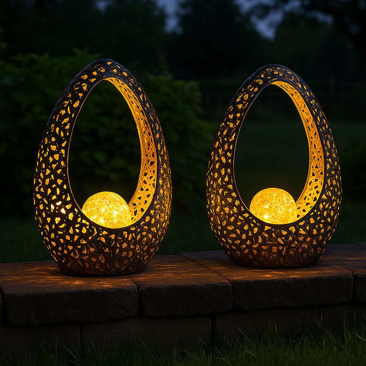 LED AUSSENLEUCHTE Bronze gemustert 2er Set - Bronzefarben, Glas (21.5/9.5/27.5cm) - Globo Lighting