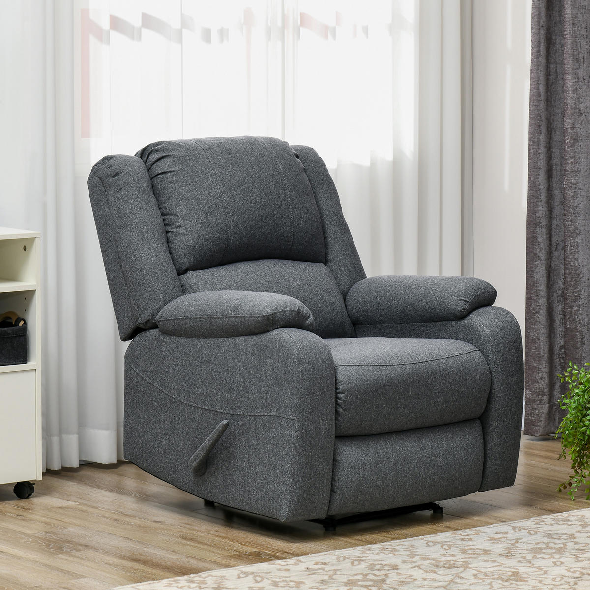 FERNSEHSESSEL Dunkelgrau/Braun, Polyester, Stahl - Dunkelgrau/Schwarz, Textil (96/98/87cm) - HOMCOM
