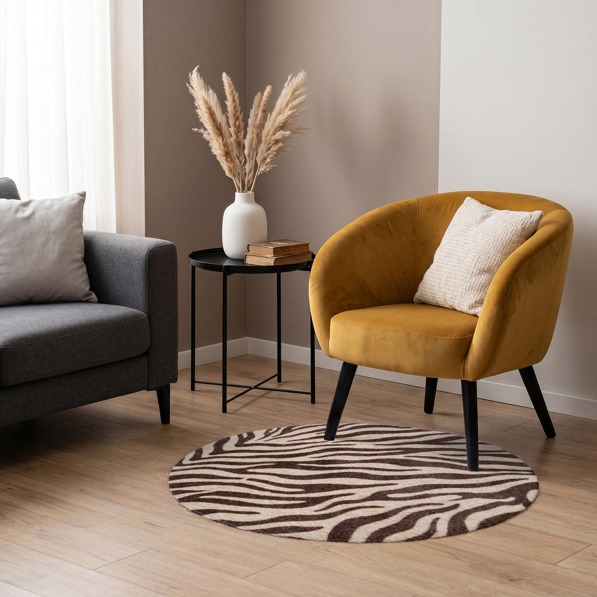 KOBERCE - Zebra - Pruhy - hnedá - 90x90 cm - čierna, textil/plast (90/0.4cm) - OnlyWow