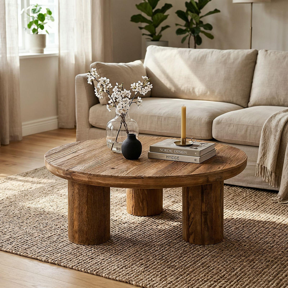 COUCHTISCH SAKATA natur - Naturfarben, Holz (90/90/36cm) - IDIMEX