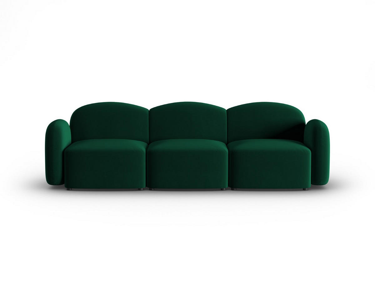 SOFA Blair aus Samt flaschengrün 3 Sitzplätze - Dunkelgrün, Textil (87/80/272cm) - Micadoni