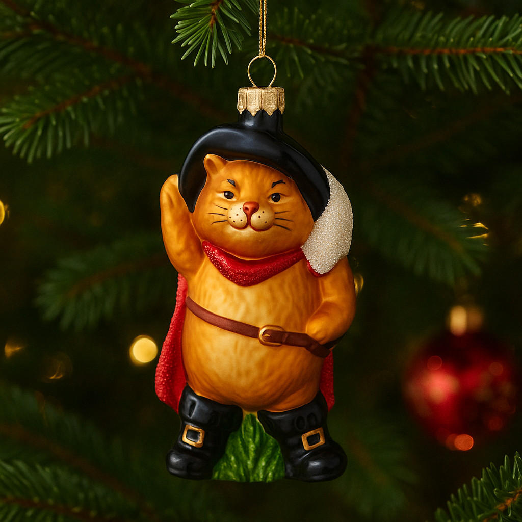 WEIHNACHTSKUGEL Glas AMIGO, 5x12 cm, Katze, Christbaumkugeln, Weihnachtsdeko Xmas, Christmas Deko - Braun, Glas (5.5/4.5/12cm) - home&you