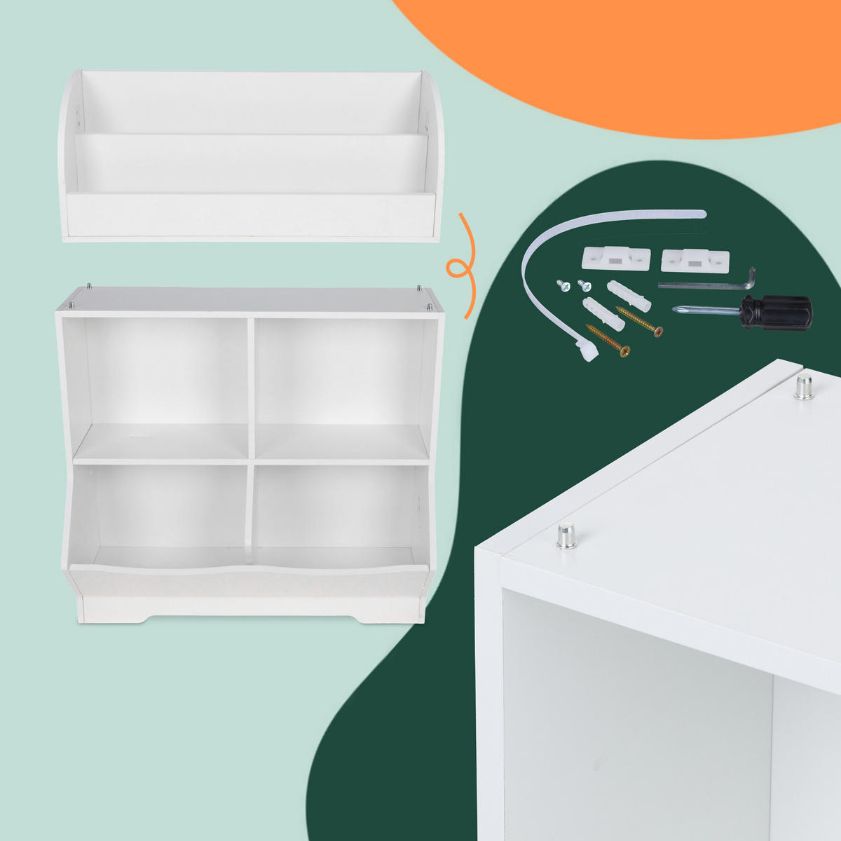 KINDERREGAL - Weiß, Holzwerkstoff (67/89.5/30cm) - Relaxdays