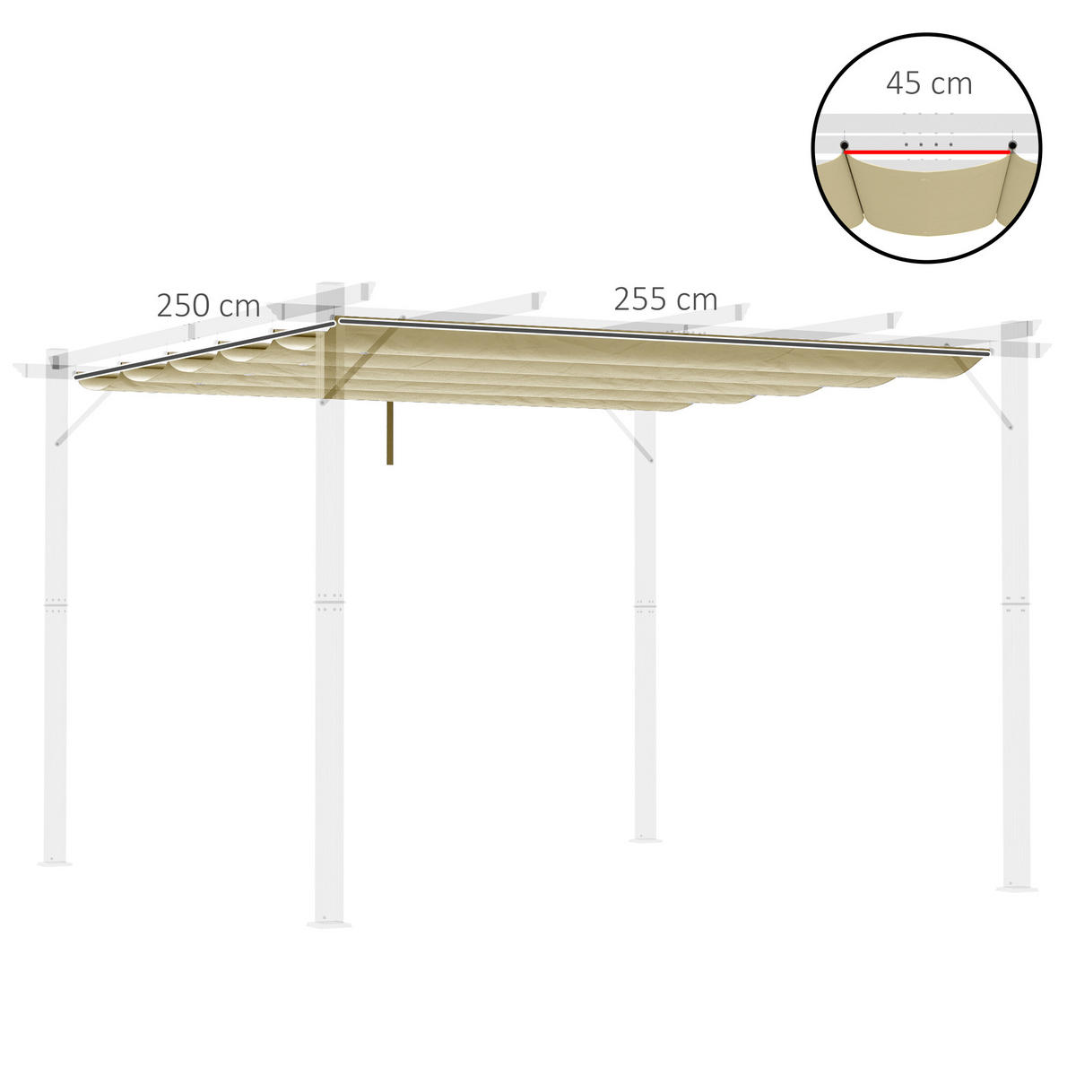 PERGOLA ERSATZDACH 3x3 m beige - Beige, Textil (250/6/255cm) - LEBENLANG