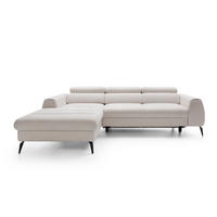 ECKSOFA NOTE Creme Chenille mit Schlaffunktion - Creme, Holz (270/184cm) - MASSENO