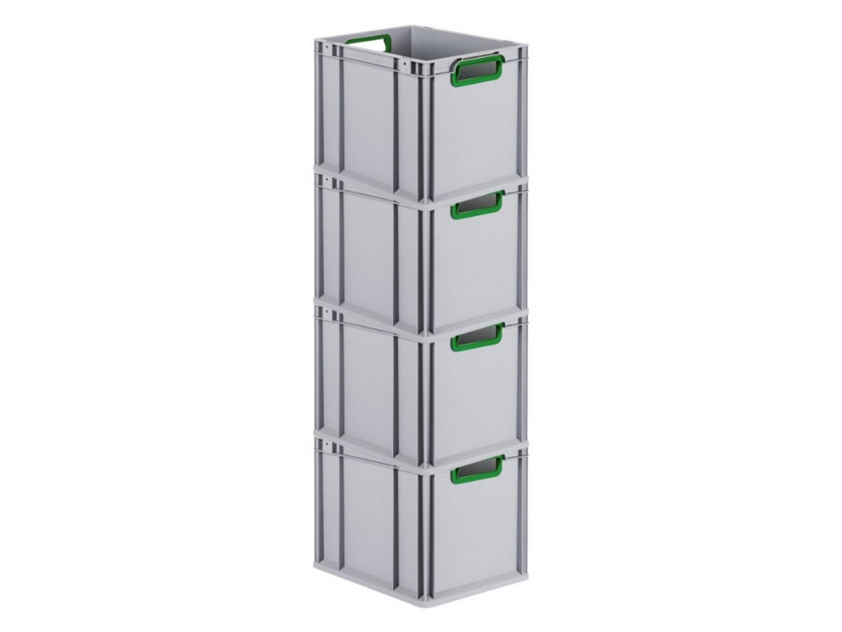 EUROBOX 4x Nextgen Color 32x30x40cm 30 Liter Griffe Grün Offen - Grün, Kunststoff (30/32/40cm) - PROREGAL