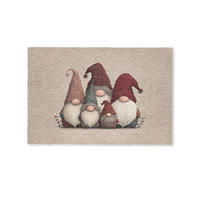 FUSSMATTE Wichtel - Weihnachten - Schnee - Zipfelmützen 90x60 cm - Beige, Kunststoff (90/0.4cm) - MuchoWow