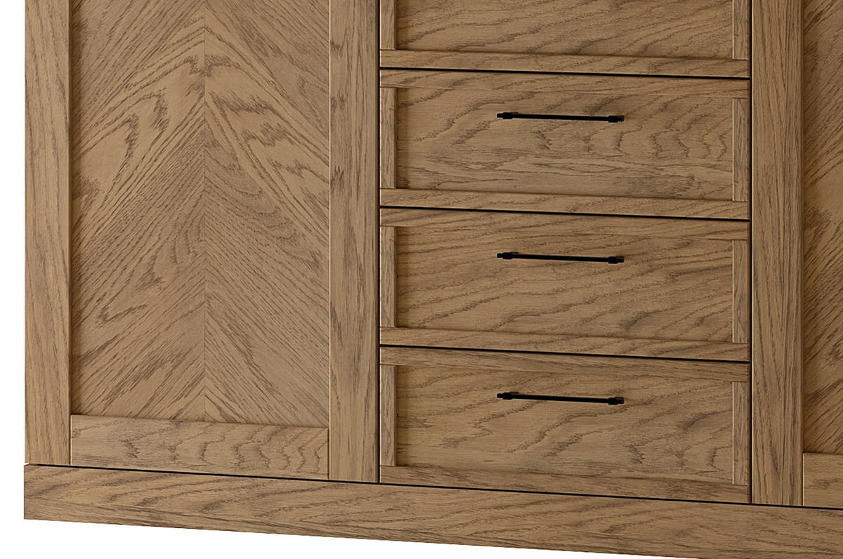 KOMMODE Cozy Eiche Rustikal 170 / 42 / 90cm - Eichefarben/Braun, Holz/Metall (170/90/42cm) - Feldmann-Wohnen