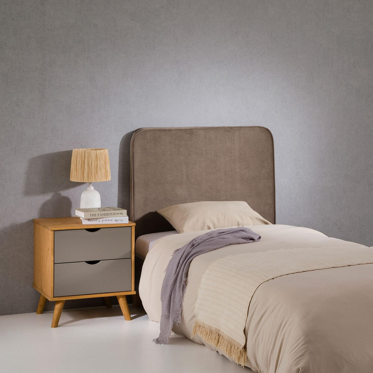 KOPFTEIL LUNAR 90x190 cm greige - Greige, Textil (90/68/6cm) - IDIMEX