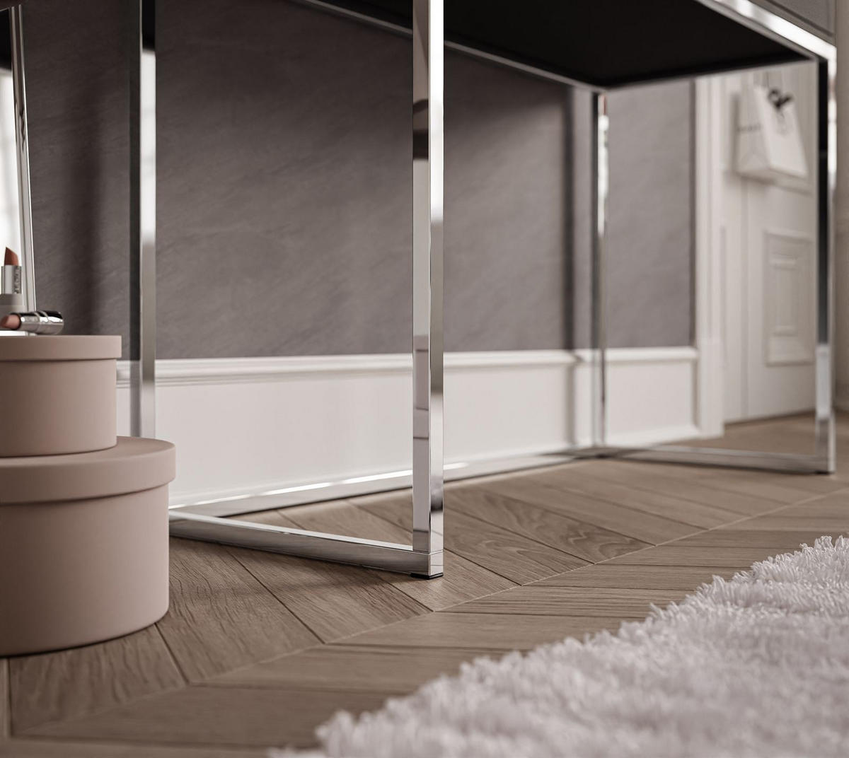 SCHMINKTISCH BLANCO GLAMOUR ELITE mit Spiegel und Beleuchtung Schwarz Hochglanz Kristallgriff - Schwarz Hochglanz/Silberfarben, Holzwerkstoff (100/146/42cm) - Lookway