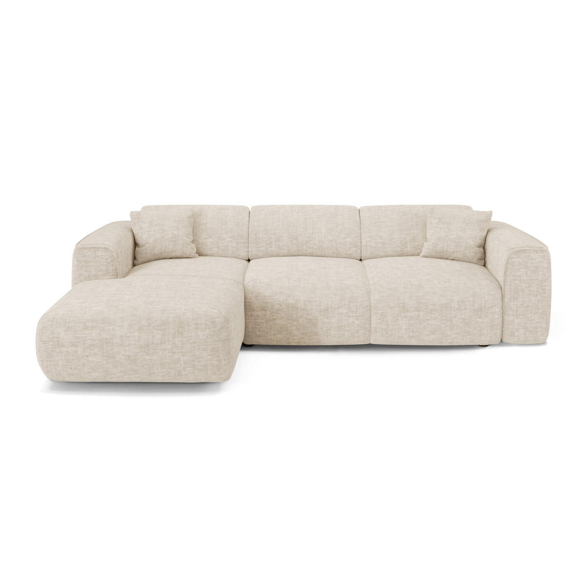 ECKSCHLAFSOFA Texturierter Samt Beige 283cm - Beige, Textil (283/180cm) - Sia Home