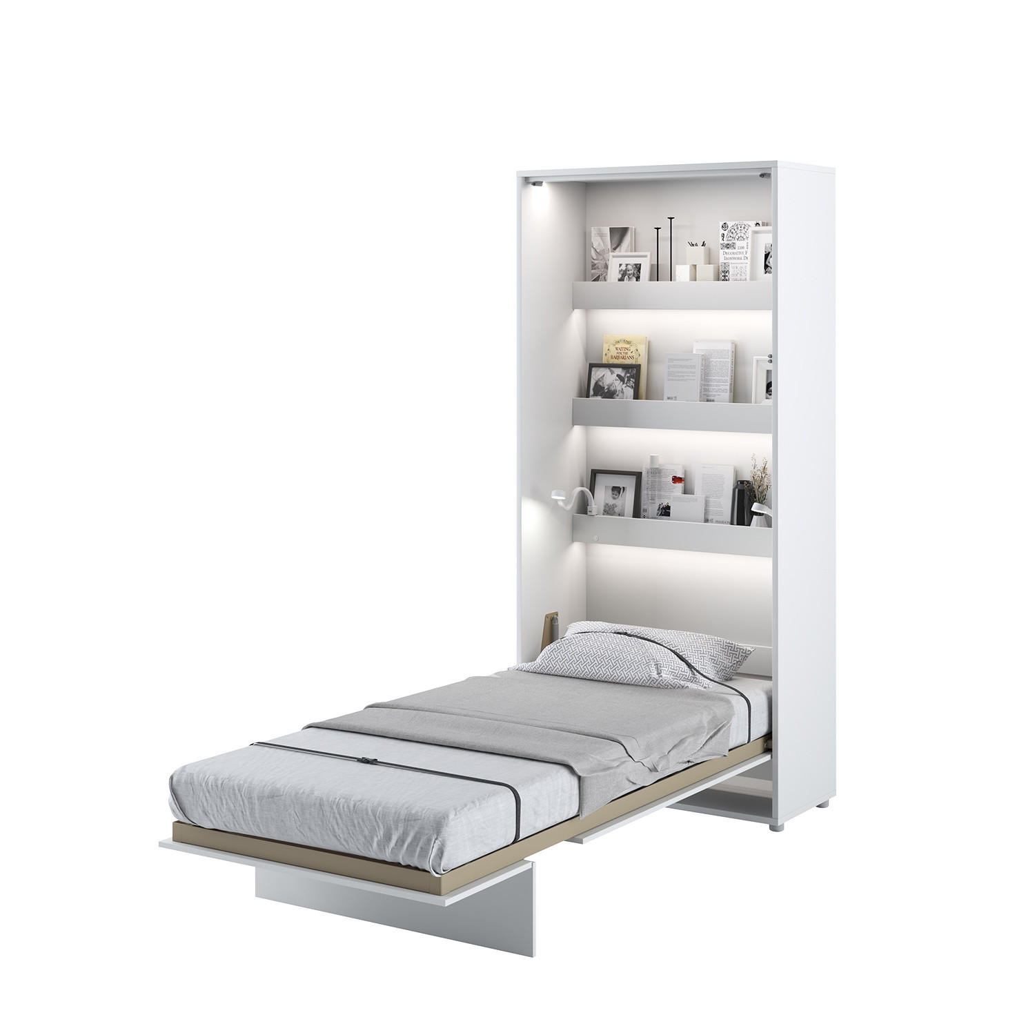 SCHRANKBETT BC-03 - 90x200cm Vertikal - Weiß Mat - Weiß, Holzwerkstoff (90/200cm) - Meblini