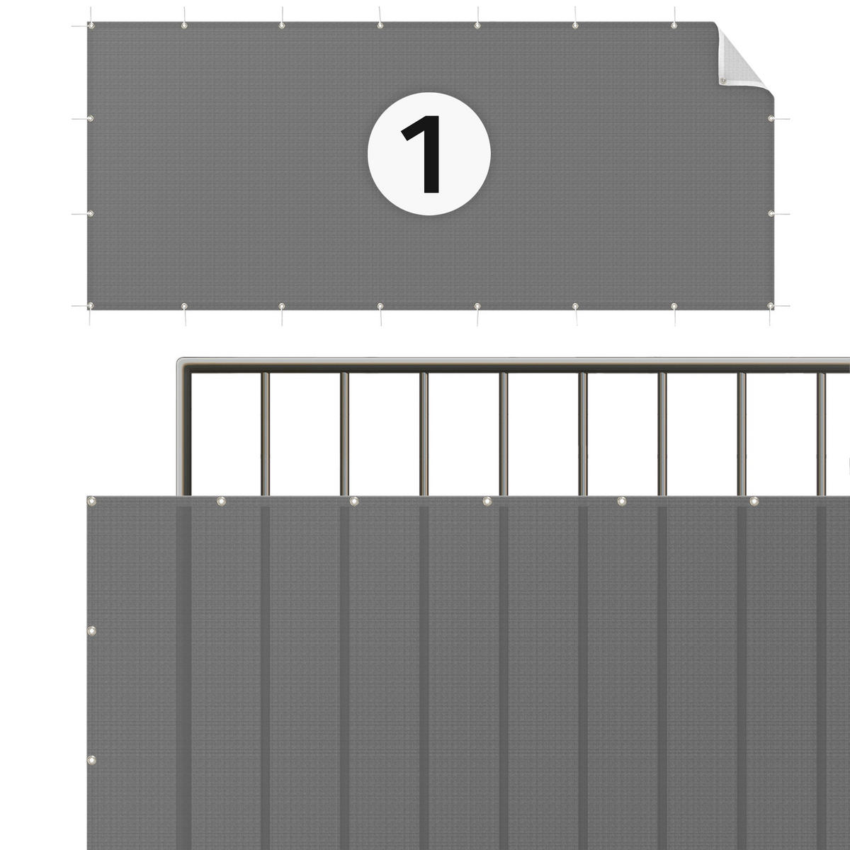 BALKON SICHTSCHUTZ Dunkelgrau 300/100 cm - Grau, Kunststoff (300/100cm) - Bilderwelten
