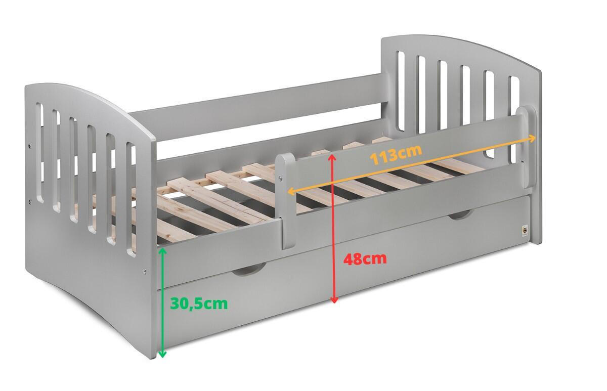 KINDERBETT LUX Hellgrau 90x163x70 cm - Hellgrau, Holz - FURNLUX