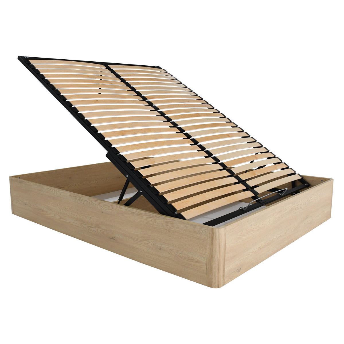 BETT Sara mit Bettkasten, ohne Kopfteil und Matratze, 140x200, Cremona Eiche - Eichefarben, Holzwerkstoff (140/200cm) - Beautysofa