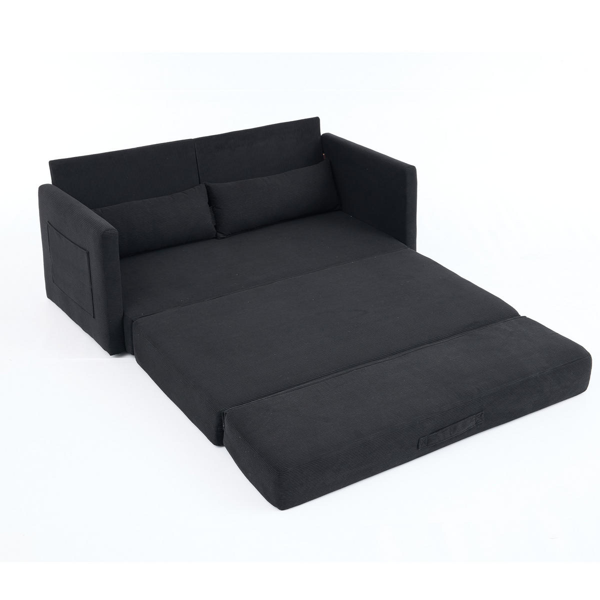 SCHLAFSOFA DE-33998 2-in-1 klappbar mit Seitentaschen Schwarz - Schwarz, Metall (92/82/165cm) - ComfortXL