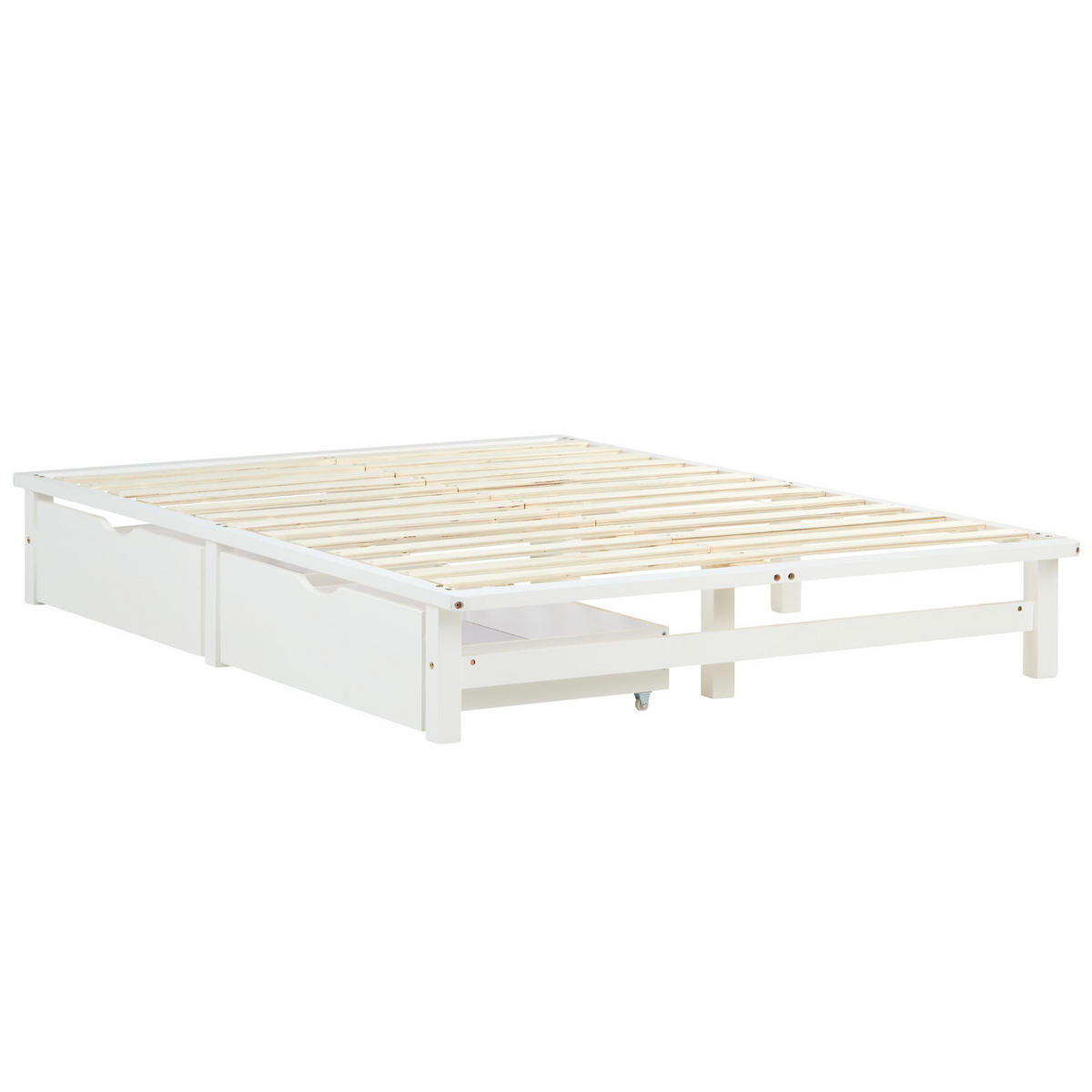 HOLZBETT mit Stauraum 140/200 cm weiß - Weiß, Holz (140/200cm) - Homestyle4u