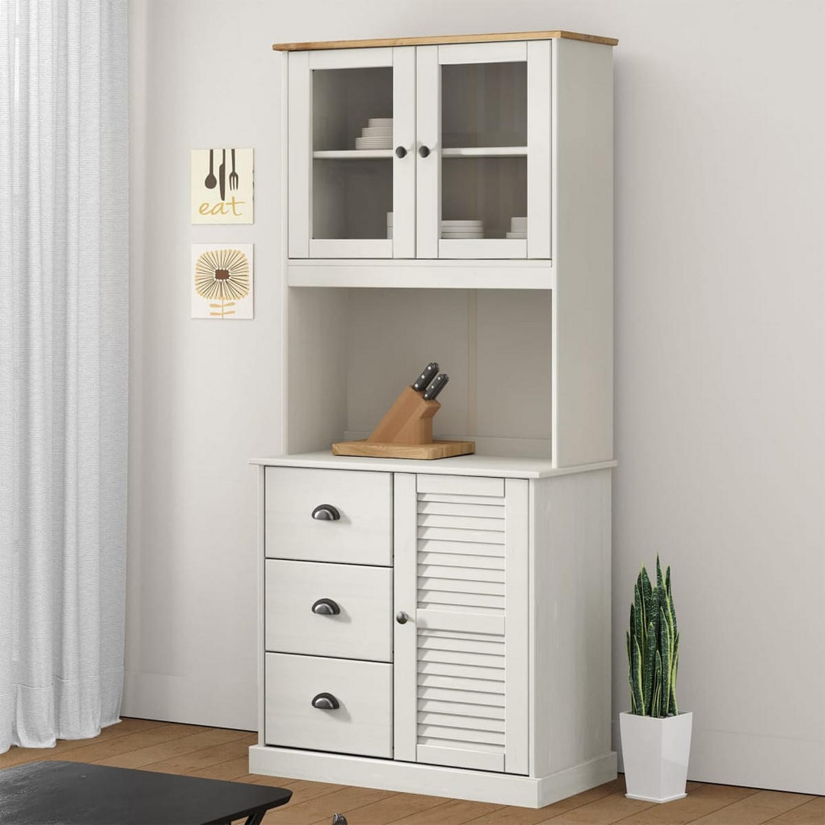 SIDEBOARD-AUFSATZ Vigo Weiss 78/30/100 Cm Massivholz Kiefer - Weiß, Holz (30/100/78cm) - vidaXL