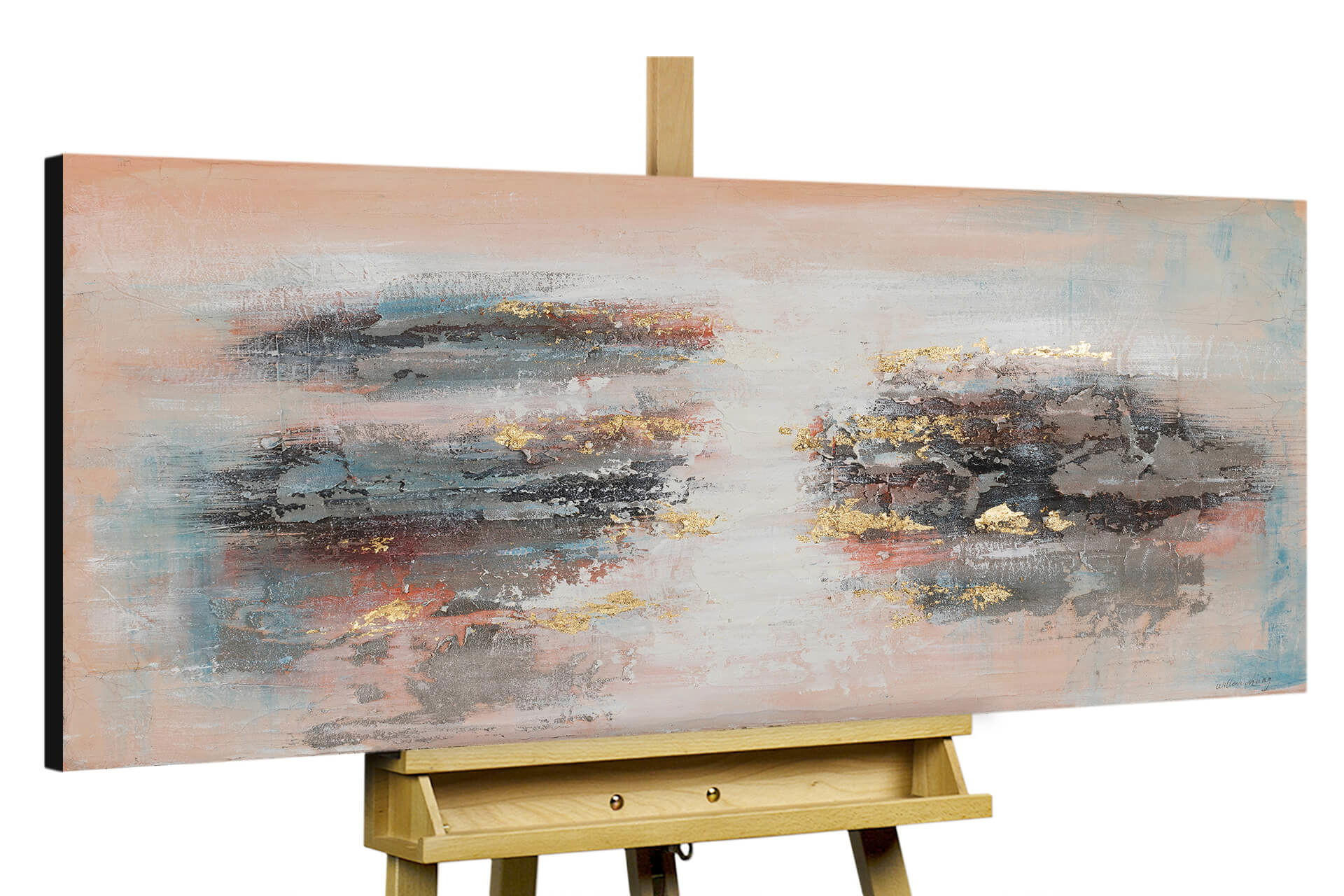 ACRYLBILD HANDGEMALT 120/60 cm - Beige/Grau, Holz/Textil (2/60cm) - KUNSTLOFT