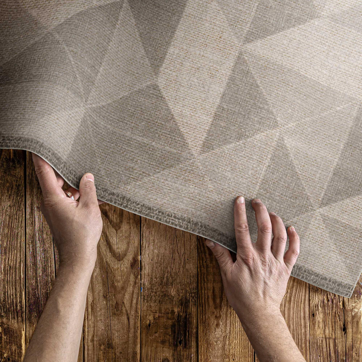 TEPPICH 150x225 cm Dreiecke und Quadrate Stoffimitation - Hellbraun, Kunststoff (150/225cm) - Wallfluent