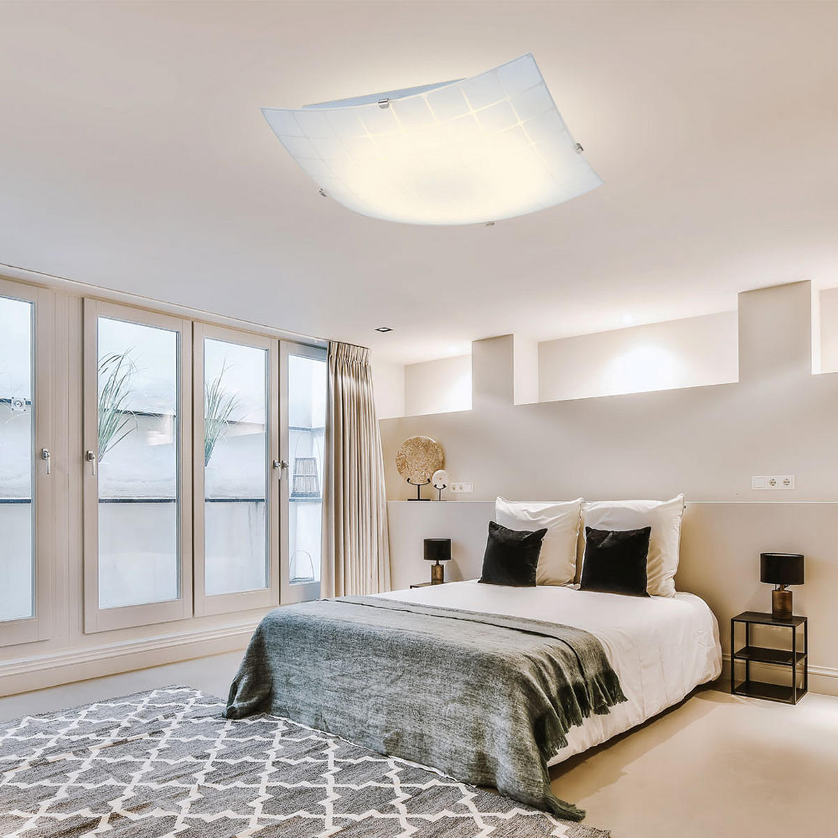 LED DECKENLEUCHTE Metall Opal Weiß - Weiß, Glas (30/30/8.5cm) - Globo Lighting