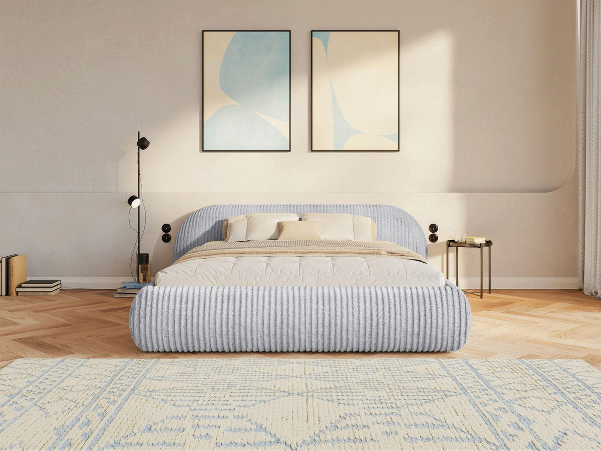 POLSTERBETT Shels Low Grau 180x200 cm - Schwarz/Grau, Kunststoff/Textil (180/200cm) - Selsey
