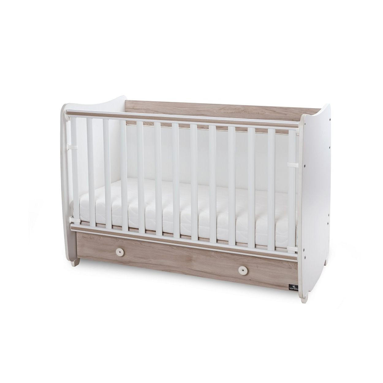 BABYBETT Dream NEW 120 grau weiß 120 x 60 cm, Schaukelbett, Schreibtisch, Hubgitter, 2 Höhenpositionen - Grau, Holzwerkstoff (60/120cm) - Lorelli
