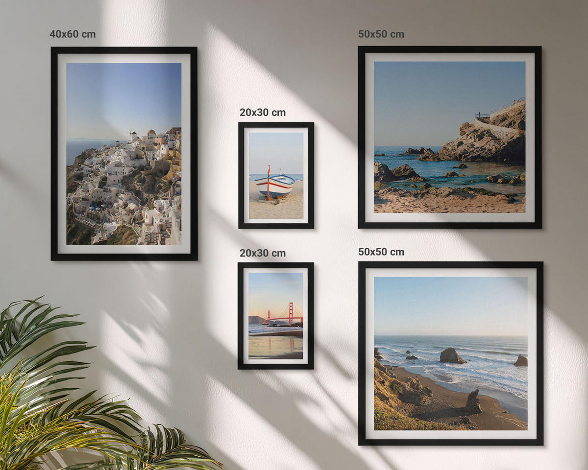WANDBILDER 5er-Set - 50x50 cm & 20x30 cm & 40x60 cm Schwarzer Rahmen - Naturlandschaft der Bergseen - Schwarz, Kunststoff (40/60cm) - ArtPrintCave