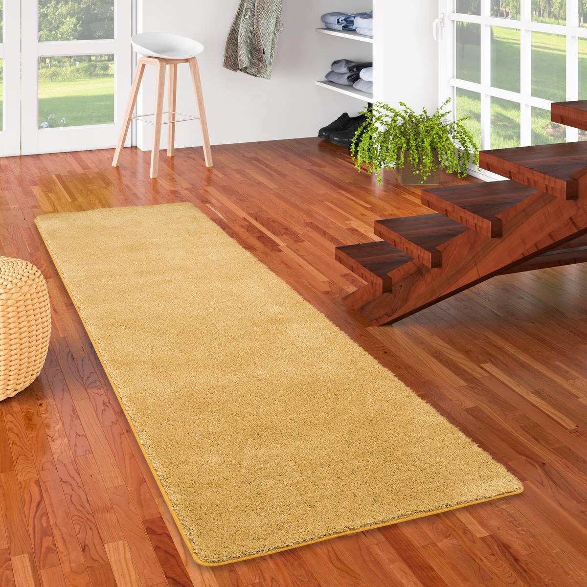 HOCHFLOR SHAGGY LÄUFER TEPPICH PALACE - Currygelb, Textil (80/160cm) - Snapstyle