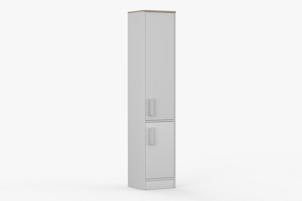 REGAL MIKI 01 Korpus Weiß | Griffe Weiß - Weiß, Holz/Holzwerkstoff (40/197/38cm) - Deine Möbel 24