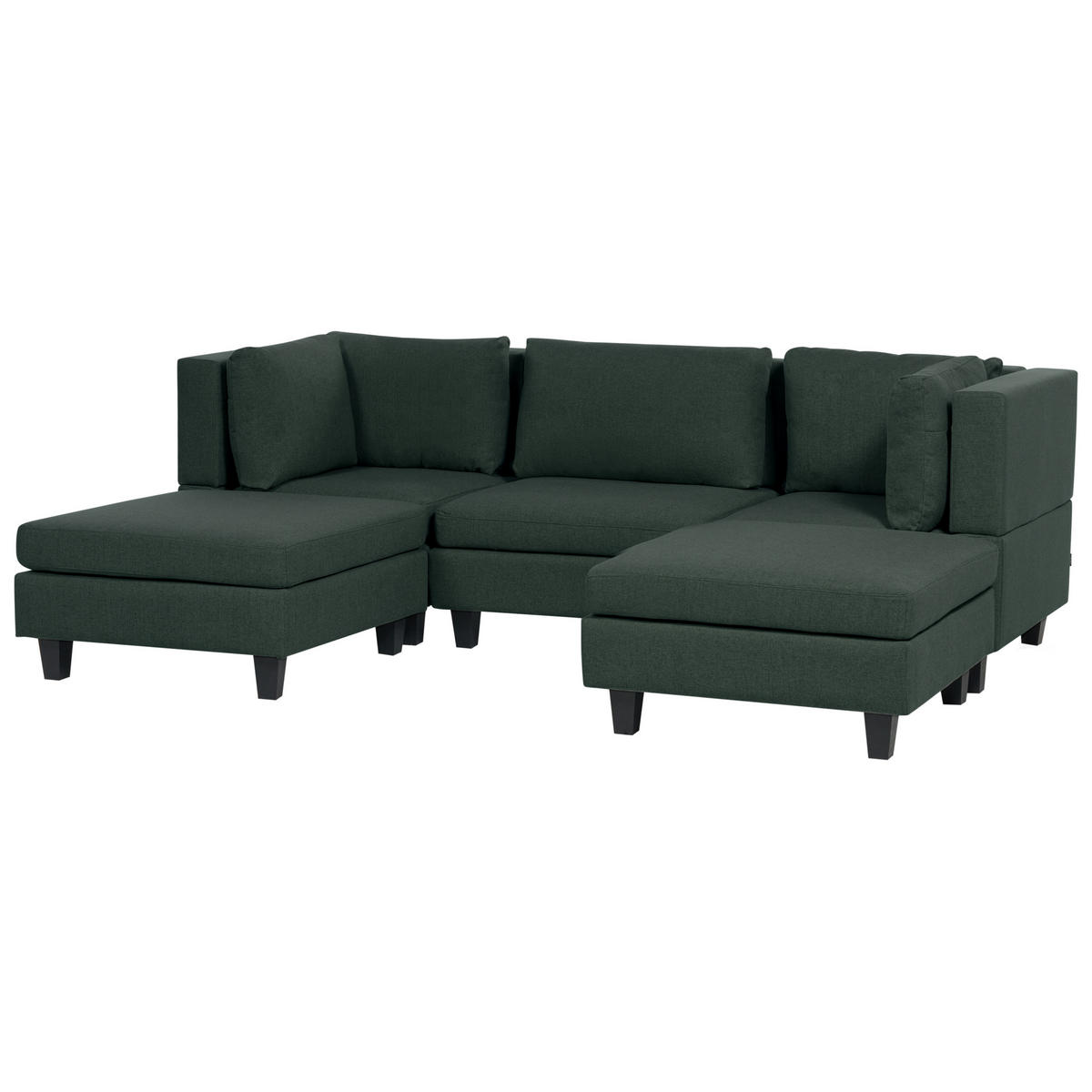 MODULÁRNÍ POHOVKA 5-místná Tvar U Tmavě zelená Látka Unstad - zelená barva, textil (228/72/76cm) - Beliani