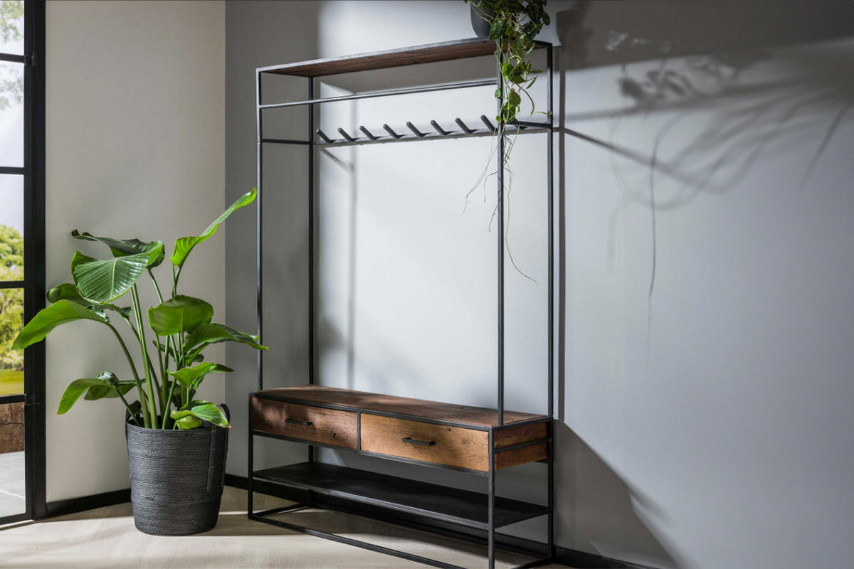 GARDEROBE TENBY Schwarz Metall - Schwarz, Metall (120/180/35cm) - KAWOLA