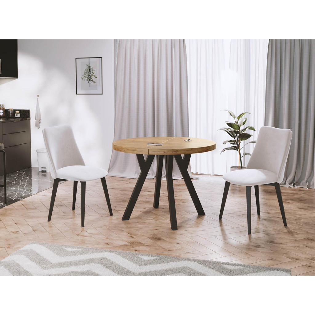 Thumbnail - WFL Group Esstisch, Eiche Wotan, Holzwerkstoff, 8-Sitzer, Rund,Rund, 100x76x100 cm, Esszimmer, Tische, Esstische