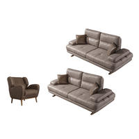 SITZGARNITUR Energy Grau-Seidengrau Stellvariante:3+3+1 - Braun, Holz (235/90/105cm) - Villa Möbel