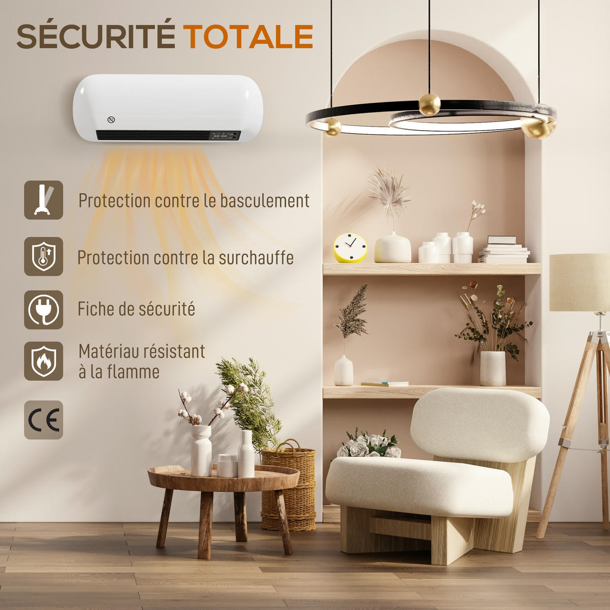 WANDHEIZLÜFTER DE-17061 mit Timer & Thermostat Weiß - Weiß, Kunststoff (19/14/50cm) - ComfortXL